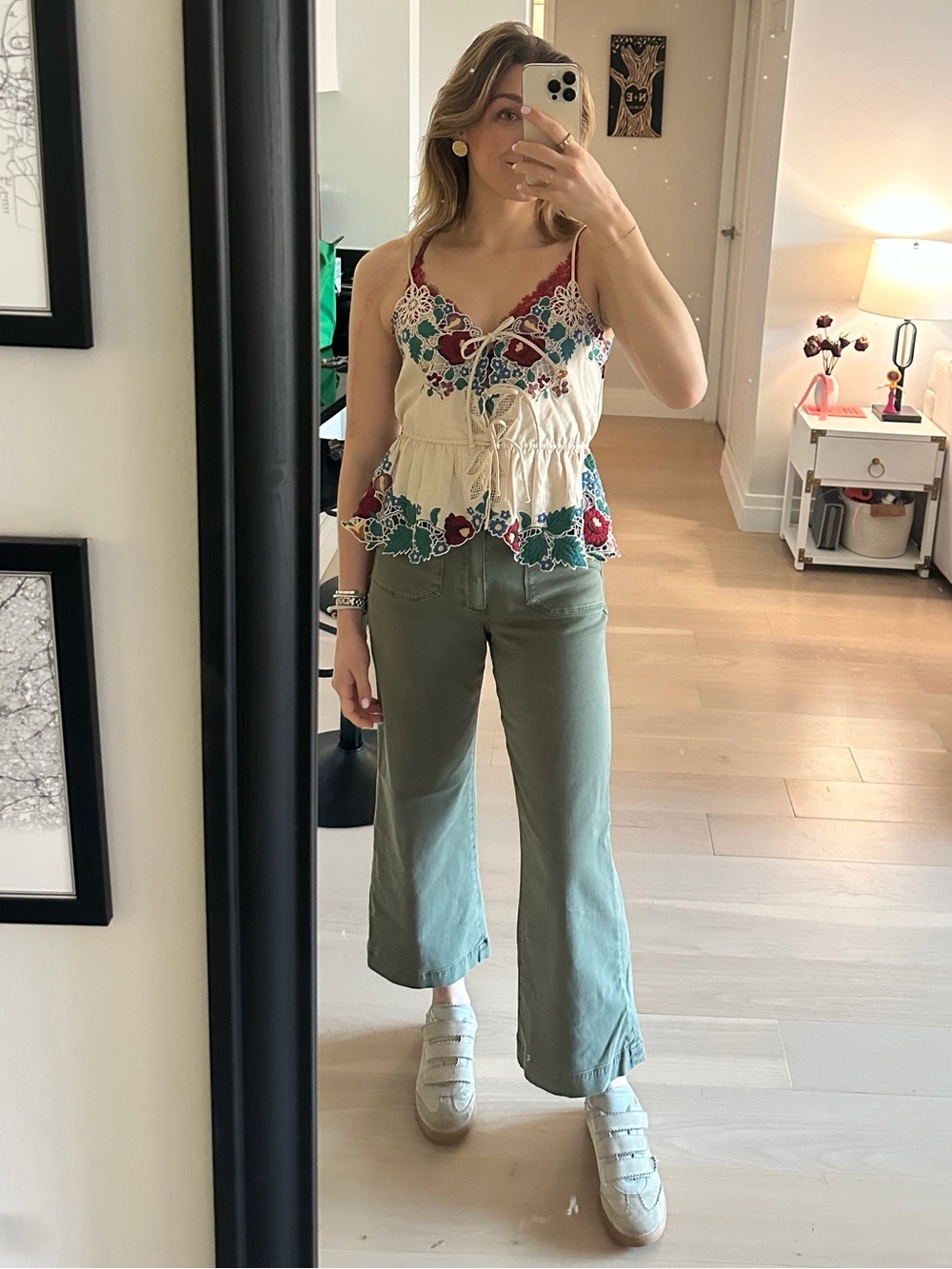 PAIGE Olive Green Anessa Welt Utility Pocket Ankle Pant